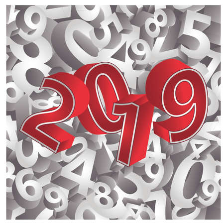 Happy 2019 New Year 3D background, vector illustrationのイラスト素材