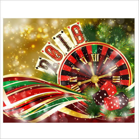 Poker New 2019 Year greeting banner, vector illustrationのイラスト素材