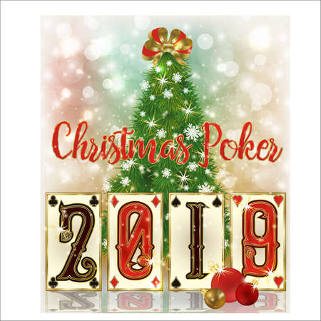 Christmas Poker cards, New Year 2019, vector illustrationのイラスト素材
