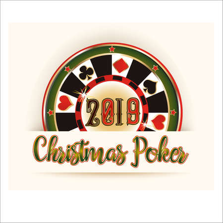 New 2019 Year banner, Christmas Poker roulette, vector illustrationのイラスト素材
