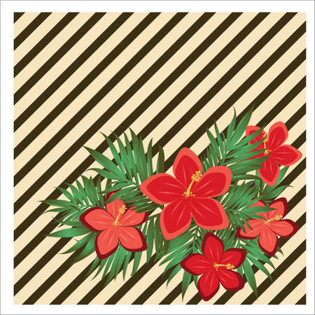Vintage hibiscus floral card, vector illustrationのイラスト素材