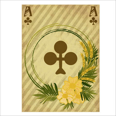 Vintage poker clubs card, vector illustrationのイラスト素材