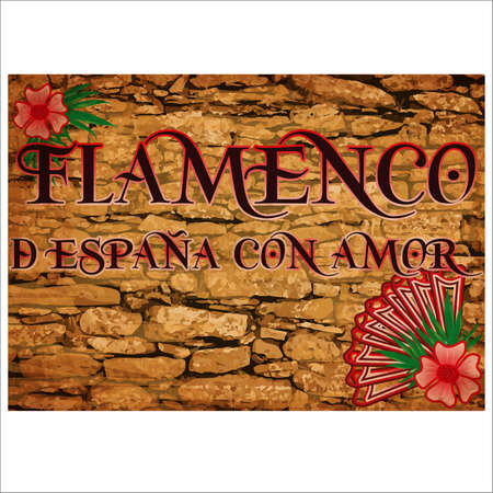 Flamenco party greeting card with spanish fan, vector illustrationのイラスト素材