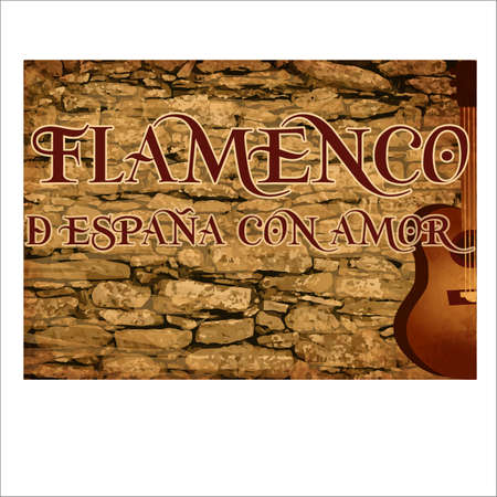Spanish flamenco party invitation card with guitar, vector illustrationのイラスト素材