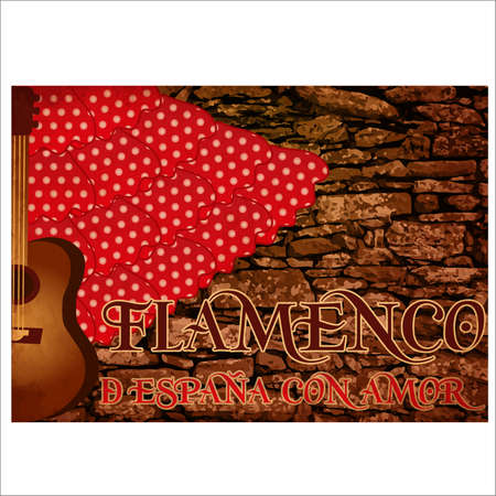 Flamenco party spain love invitation card, vector illustrationのイラスト素材