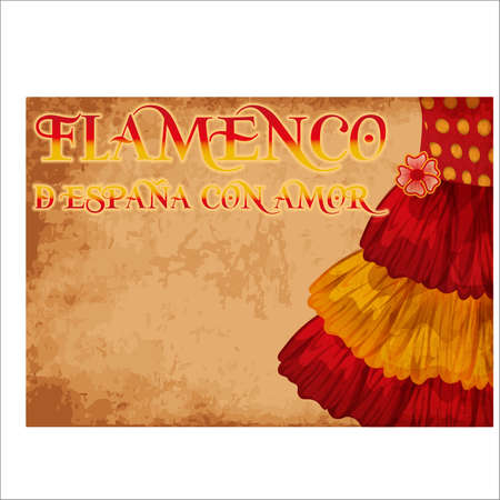Flamenco invitation card with colors of Spanish flag, vector illustrationのイラスト素材