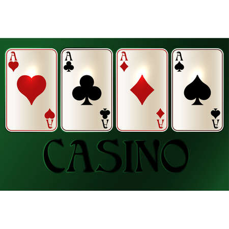 Set of poker cards, casino background, vector illustration