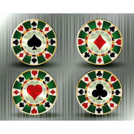 Set casino poker vip chips, vector illustrationのイラスト素材