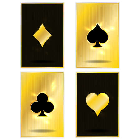 Golden poker cards, vector illustrationのイラスト素材