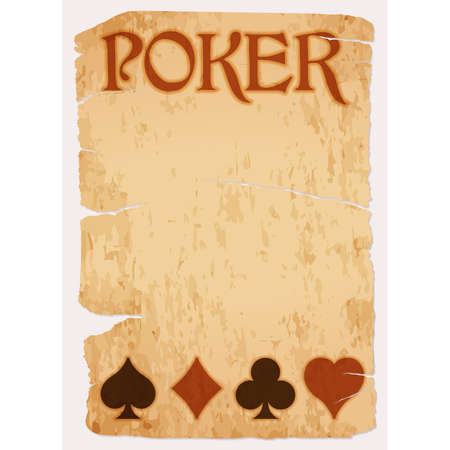 Poker vintage card with poker elements, vector illustration