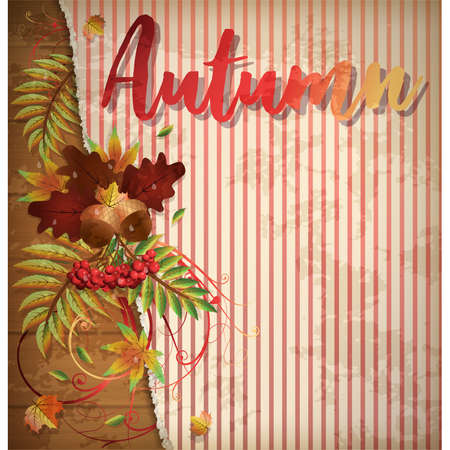 Autumn invitation background with maple leaves, vector illustrationのイラスト素材