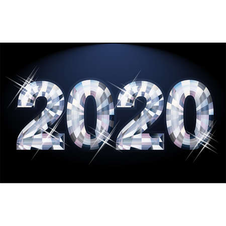 Diamond New 2020 year card, vector illustration