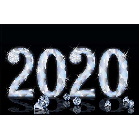 Diamond new 2020year card, vector illustrationのイラスト素材