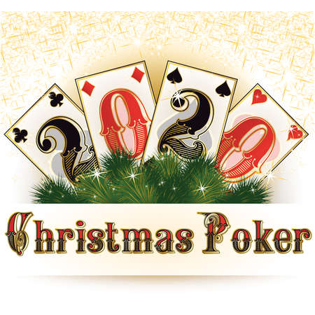 Christmas poker wallpaper, new 2020 year, vector illustrationのイラスト素材