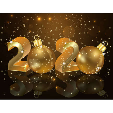 New 2020 golden year invitation card, vector illustrationのイラスト素材
