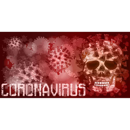 Coronavirus Covid-19 skull banner. vector illustrationのイラスト素材
