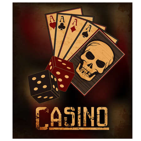 Casino dice and poker cards wallpaper, vector illustrationのイラスト素材