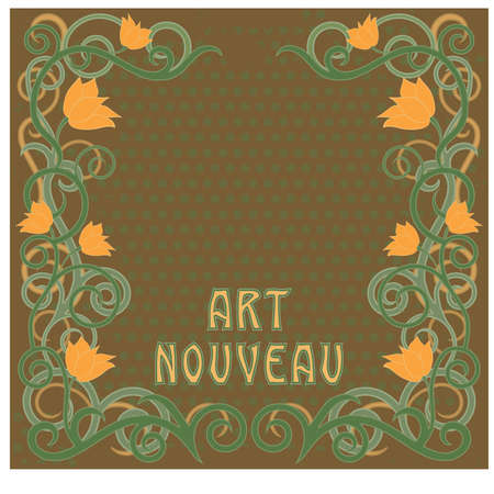 Floral wallpaper in art nouveau style, vector illustrationのイラスト素材