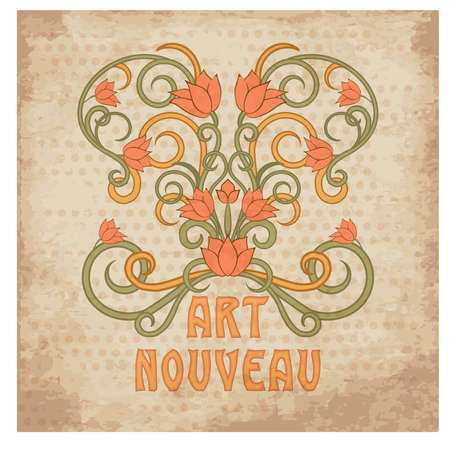 Old floral ornate in art nouveau style, vector illustrationのイラスト素材