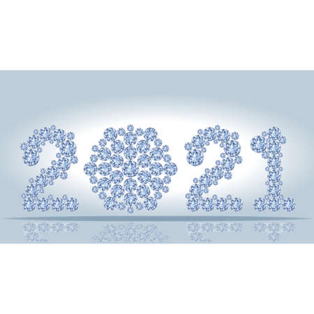 Diamond New 2021 year wallpaper with brilliance snowflake, vector illustration