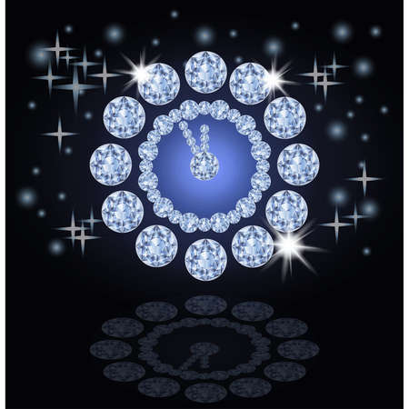 New Year  diamond clock, invitation card, vector illustrationのイラスト素材