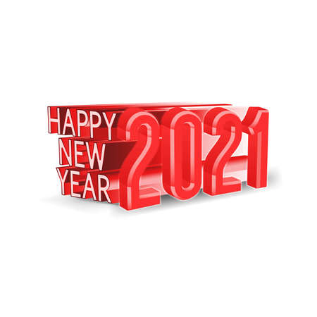 Happy New 2021 Year,3d isolated, vector illustrationのイラスト素材
