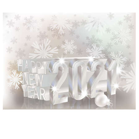 Happy New 2021 Year 3d, invitation card, vector illustrationのイラスト素材