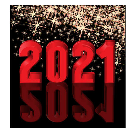 Happy New 2021 Year, 3d greeting card, vector illustration