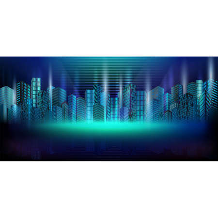 Abstract Futuristic City, cityscape background vector illustrationのイラスト素材