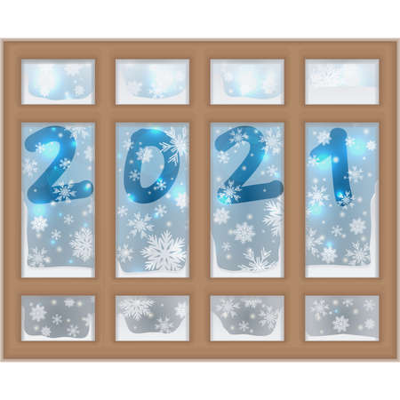 Winter background 2021 new year with snowflakes, vector illustrationのイラスト素材