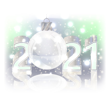 Happy New 2021 year vip card xmas glass ball, vector illustrationのイラスト素材