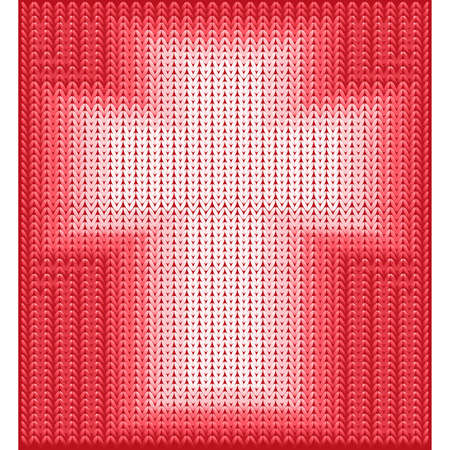 Happy Easter knitted christian cross card, vector illustrationのイラスト素材