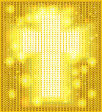 Knitted Happy Easter christian cross, vector illustrationのイラスト素材