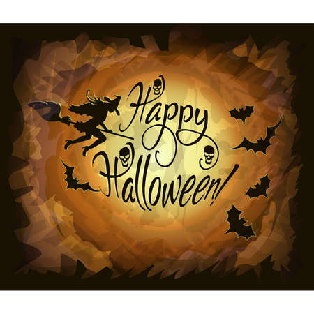 Happy halloween card with bats silhouettes, vector illustrationのイラスト素材