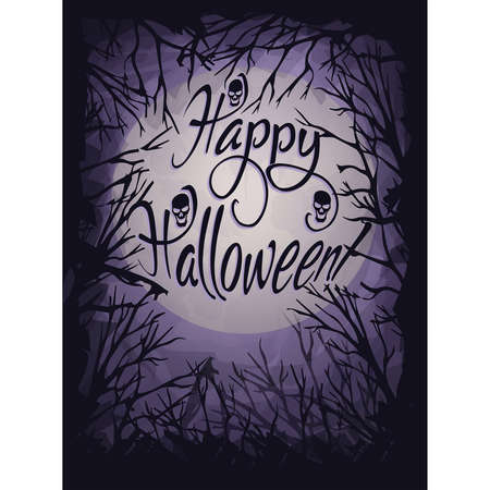 Happy halloween background with skull silhouettes, vector illustrationのイラスト素材