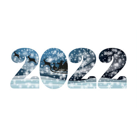 New 2022 year, greeting  card with Santa Claus, vector illustrationのイラスト素材