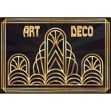 VIP golden background in style art deco, vector illustrationのイラスト素材