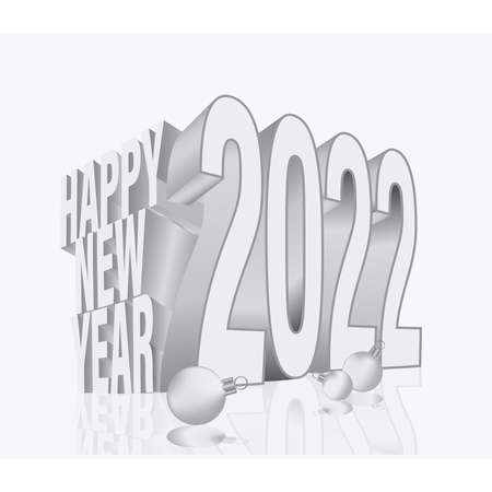 Happy 2022 new year vip card with white xmas ball, vector illustrationのイラスト素材