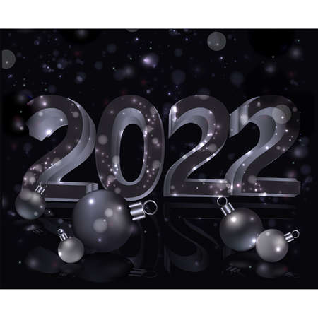New 2022 year greeting vip card with xmas balls, vector illustration