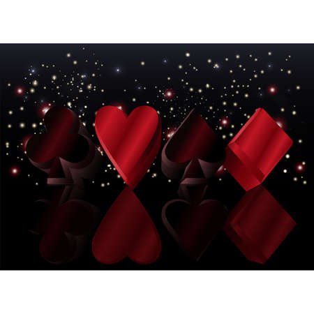 Casino wallpaper with Poker symbols 3d, vector illustrationのイラスト素材