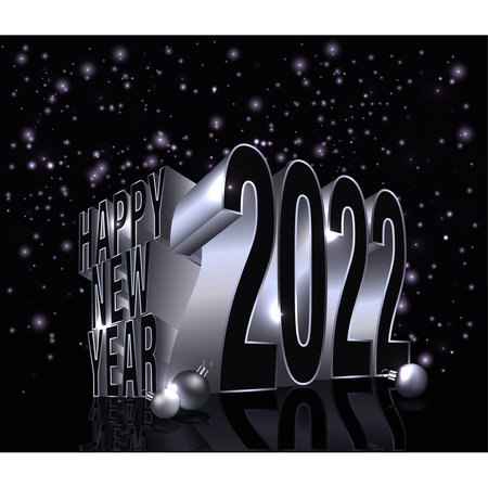 Happy 2022 new year vip card with xmas balls, vector illustrationのイラスト素材