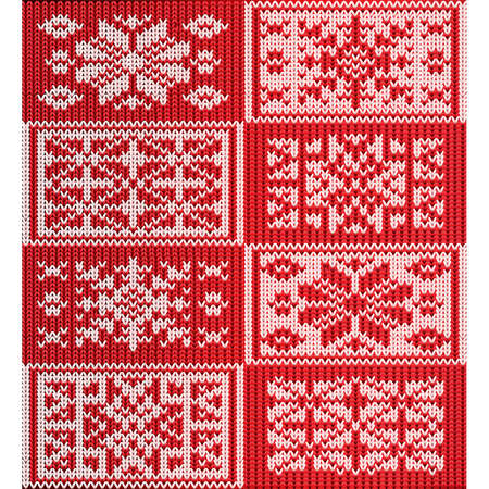 Knitted winter scanrinavian pattern, xmas set. vector illustrationのイラスト素材