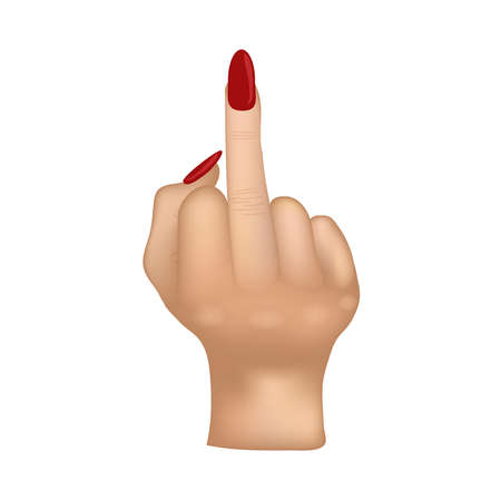 Female middle finger hand, vector illustrationのイラスト素材