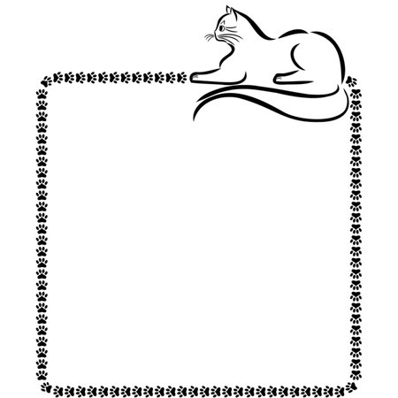 Frame of cat footprints , greeting card, vector illustrationのイラスト素材