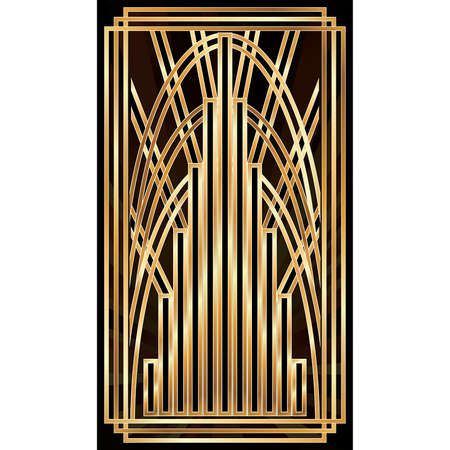 Art deco card with golden pattern, vector illustrationのイラスト素材