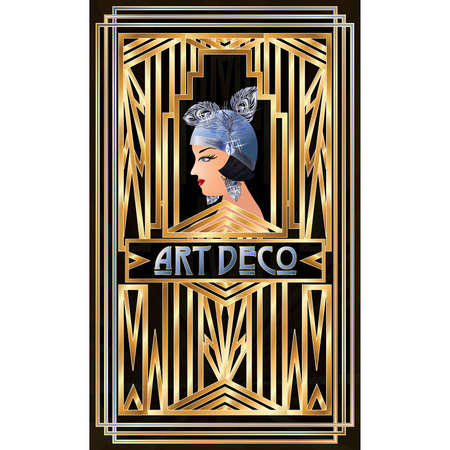Art Deco greeting card with flapper girl, vector illustrationのイラスト素材