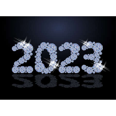 Diamond 2023 New year invitation banner, vector illustrationのイラスト素材
