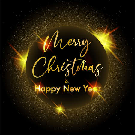 Merry Christmas and Happy New year golden vip card, vector illustrationのイラスト素材