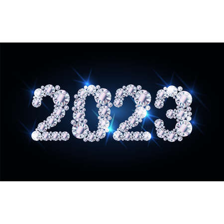 New 2023 year, Winter card with diamonds, vector illustration