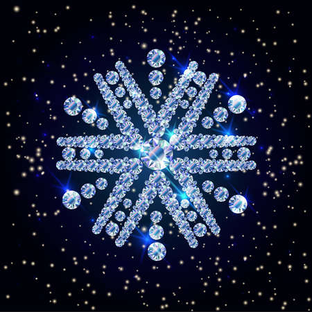 Happy new year. Diamond snowflake xmas card, vector illustrationのイラスト素材